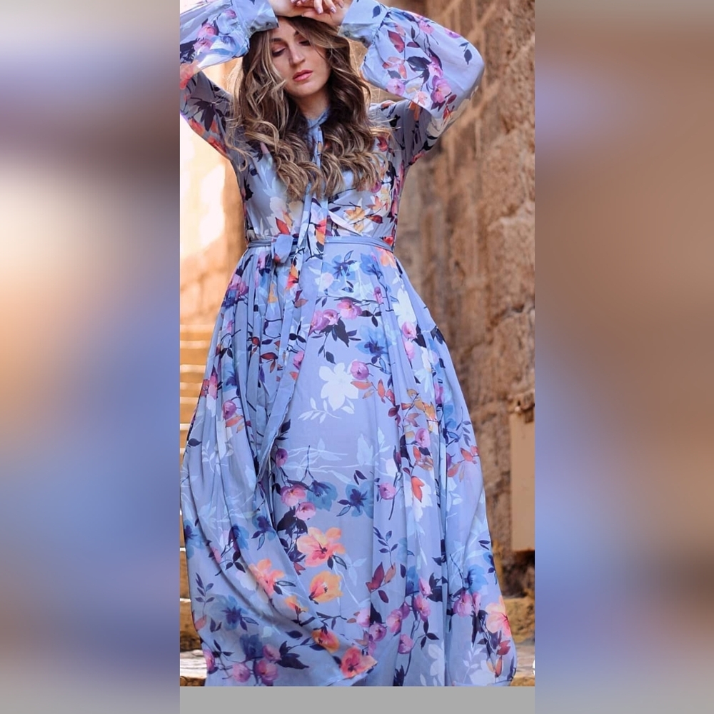 Floral Endearment Chiffon Maxi Dress 